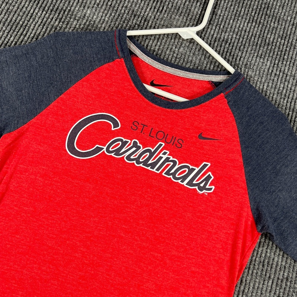 St. Louis Cardinals Shirt Womens Large 3/4 Sleeve Slim Fit Nike Red MLB Baseball